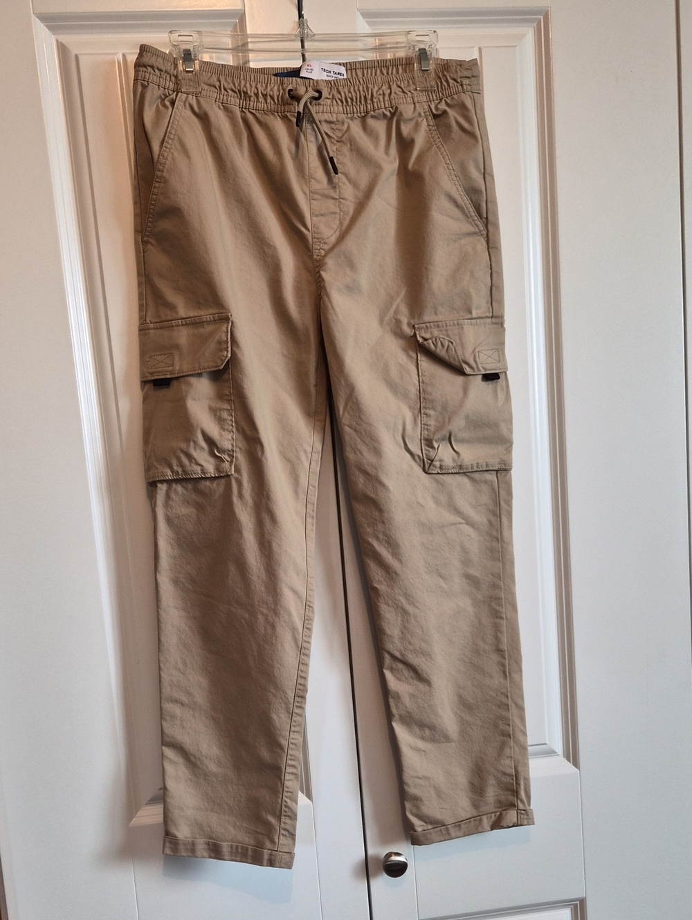Boys Old Navy Tan Cargo Pants with Drawstring Waist Husky